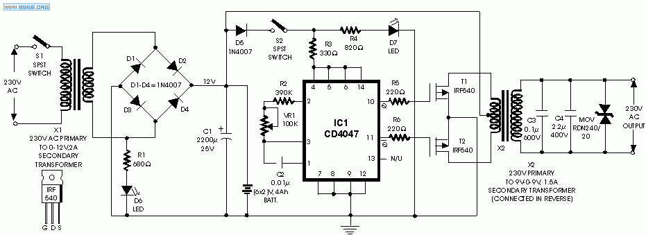 另一种dc12V－ac220V逆变实用电路
